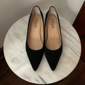 Black suede, kitten heels